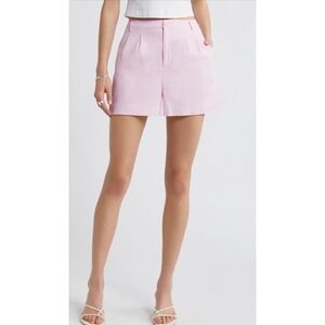 Open Edit Pink Linen Blend High Waisted Shorts Size 16 NWT